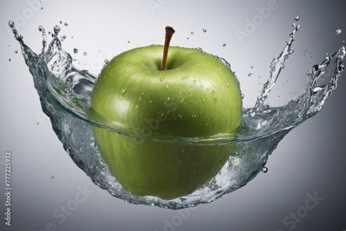 A Green Apple Descending into Sinking Waters, Captured in High-Speed Photography