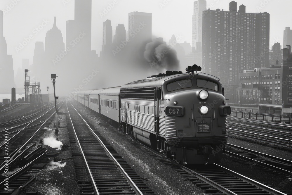 Urban Departure: Modern Diesel Train from NYC