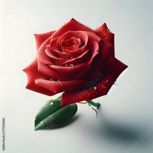 Red rose 3d flower isolated icon  vector illustration on white background. 