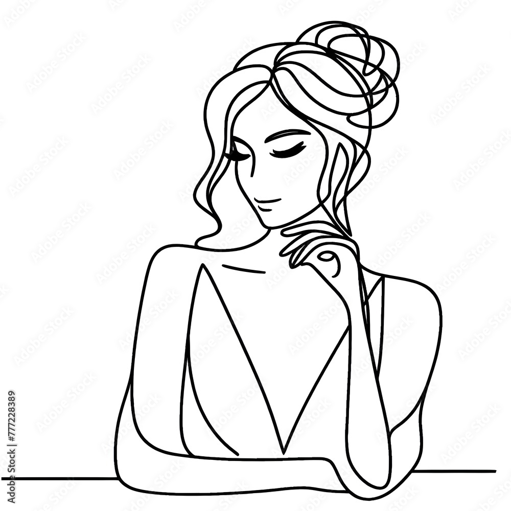 Woman Line Art Minimalist Logo. Nature Organic Cosmetics Makeup. Flower head Feminine Illustration line drawing. Woman Line Art Minimalist Logo. Nature Organic Cosmetics Makeup. Flower head Feminine Illustration line drawing.