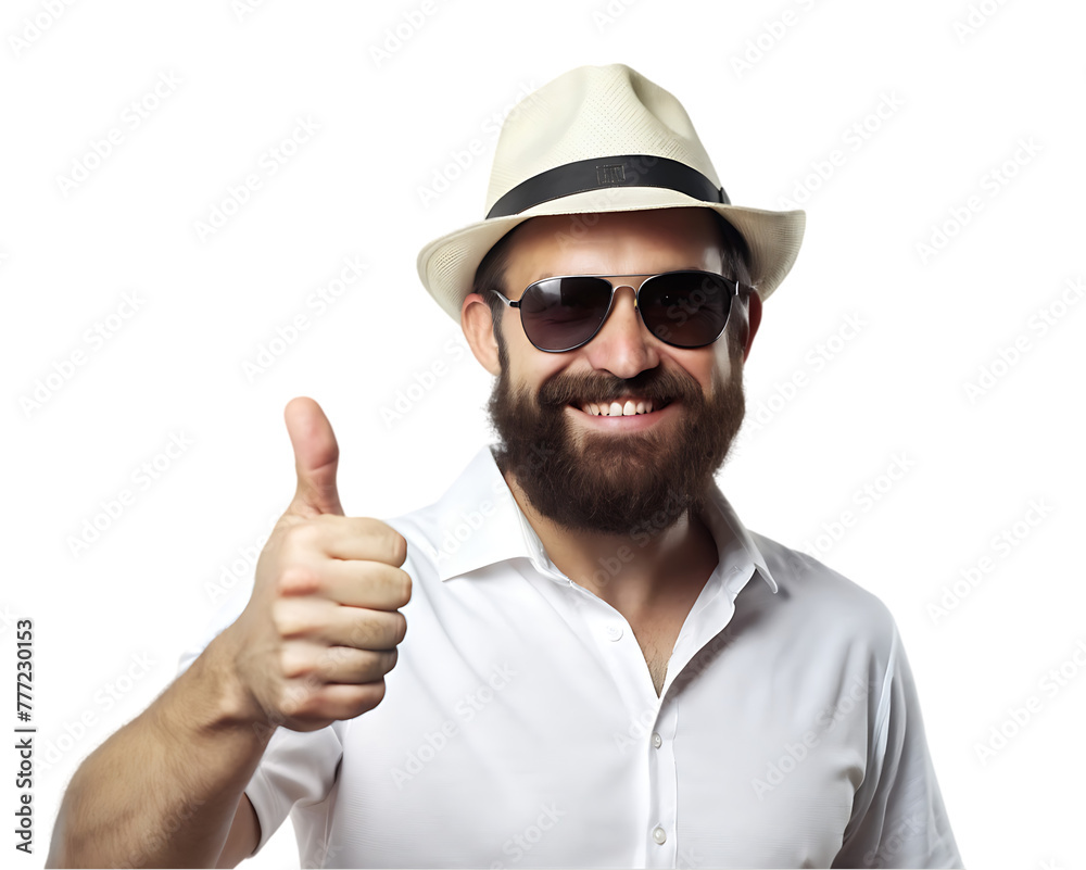 handsome brunette man with beard with thumb up handsome brunette man with beard with thumb up