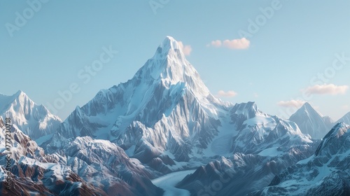 Capture the breathtaking beauty of  a snow-covered mountain. 