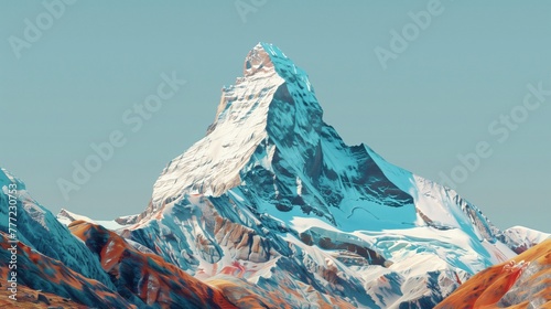 Capture the breathtaking beauty of  a snow-covered mountain. 
