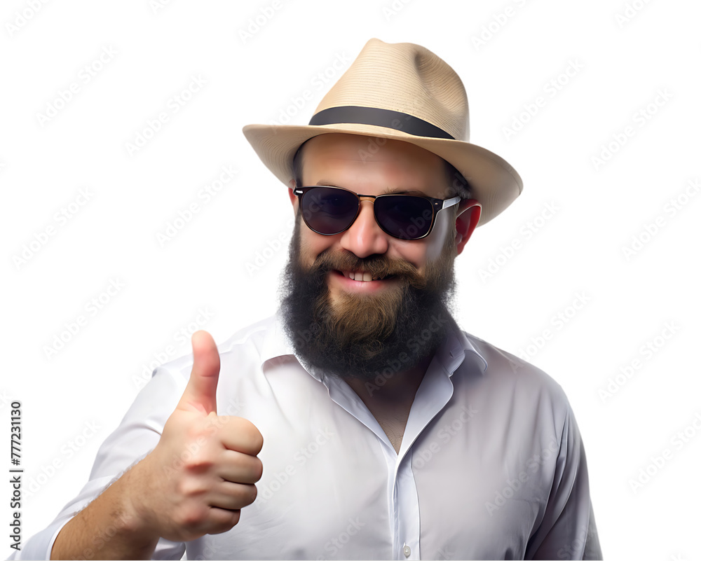 handsome brunette man with beard with thumb up handsome brunette man with beard with thumb up