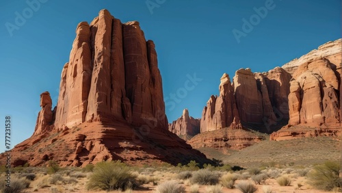 Desert scene with red rock formations