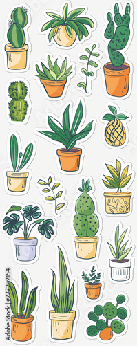 Hand-Drawn Potted Plant Collection - Botanical Illustrations