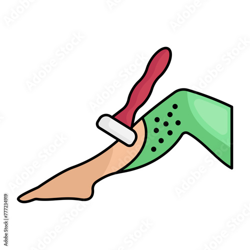 Shaving legs hair with a manual razor concept, private parts hair removal service vector icon design, beauty and self-care symbol, decorative cosmetics sign, Medical Spa stock illustration 
