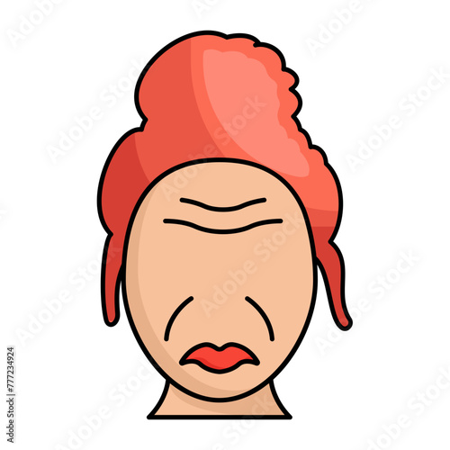Girl Ready for Facial Treatment at Salon concept, Woman Face with Closed Eyes vector icon design, beauty and self-care symbol, decorative cosmetics sign, Medical Spa stock illustration