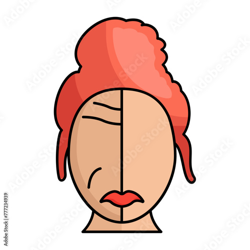 Fine Lines and Wrinkle Treatment concept, Facial Before and After vector icon design, beauty and self-care symbol, decorative cosmetics sign, Medical Spa stock illustration 