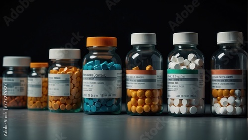 Pill bottles with color coded medication