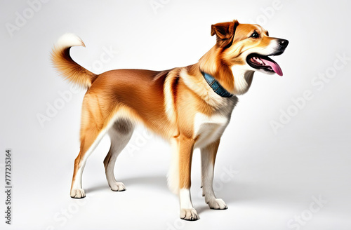 Dog on a Gray Background: Canine Against Neutral Backdrop