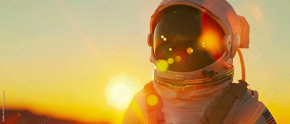 Picture of Astronaut, Spacesuit, Lone explorer on distant planet, Digital era time ...