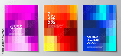 Pixels mosaic pattern gradient colorful abstract background set. Pastel Color graphic design for Covers, Posters and brochures.Vector illustration.