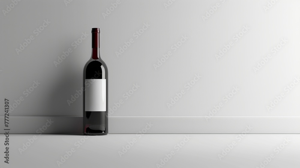 Elegant red wine bottle showcased alone on a clean white background for sophisticated presentation Elegant red wine bottle showcased alone on a clean white background for sophisticated presentation
