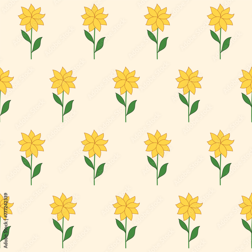 Flower Seamless Pattern. Simple Doodle Floral Textile Swatch. Flower Baby Fabric Print Decoration