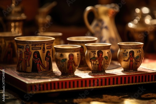 Close-up of a traditional Egyptian tea ceremony. photo