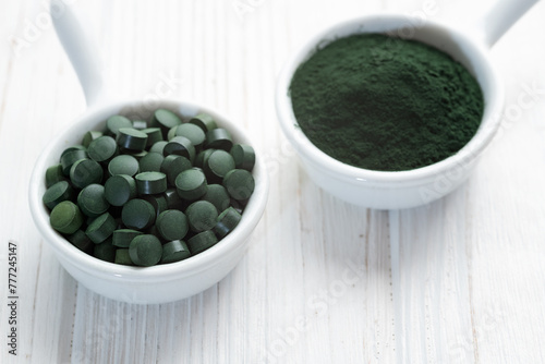 Spirulina . Healrhy food . Organic antioxidant . photo