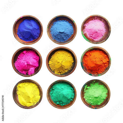 A bowl of vibrant powder on a transparent background