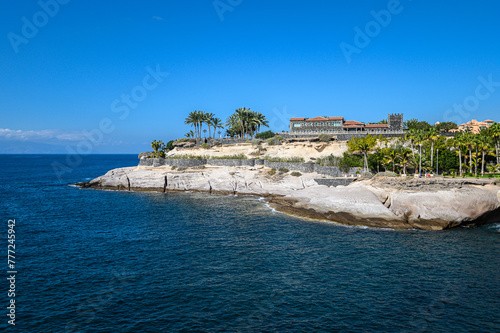 Stone coast of the city of Costa Adeje. Tenerife, Canary Islands, Spain photo