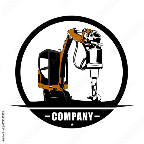 Goods excavator auger drill logo, logo truck, cargo logo