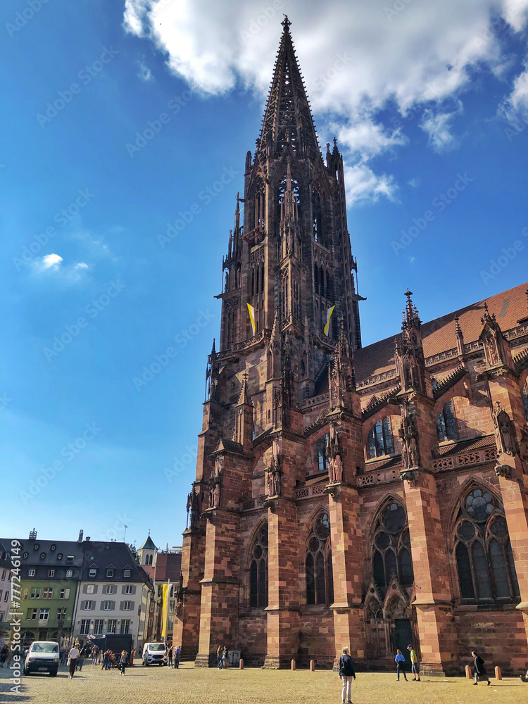 Landmark gothic church on the square in germany	
