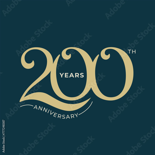 200 Logo, 200 Years Anniversary Logo, Vector Template Design element for invitation, greeting card illustration.