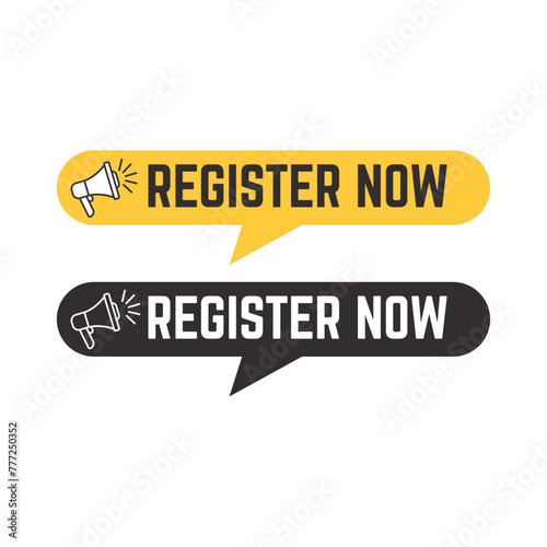 Vector Illustration Register Now Label vector.