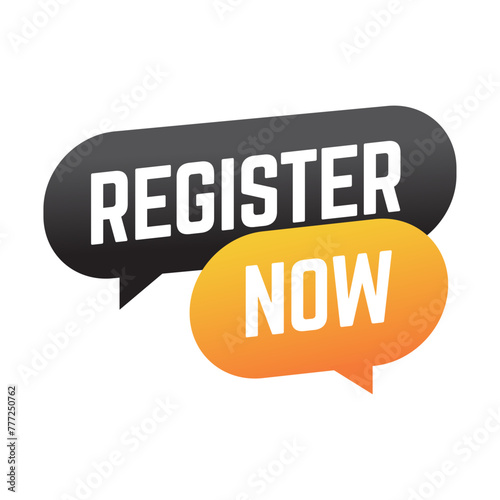 Vector Illustration Register Now Label vector.
