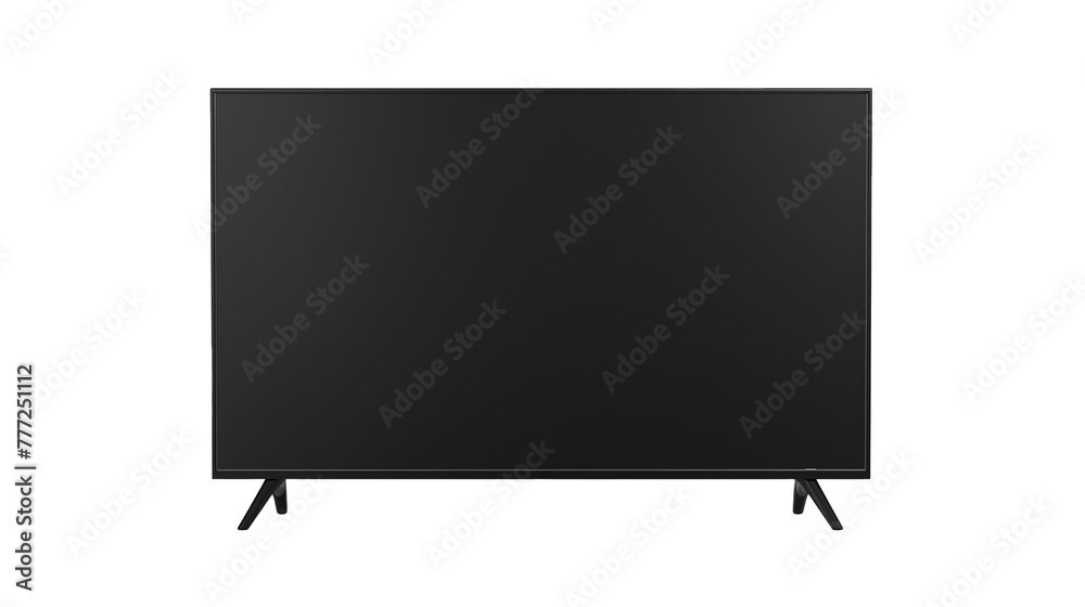 Large modern black TV on transparent background. - obrazy, fototapety, plakaty 