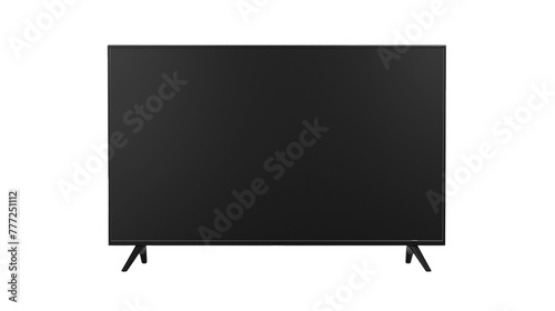 Large modern black TV on transparent background.