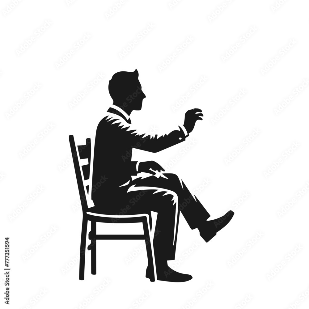 Man sitting on chair silhouette vector
