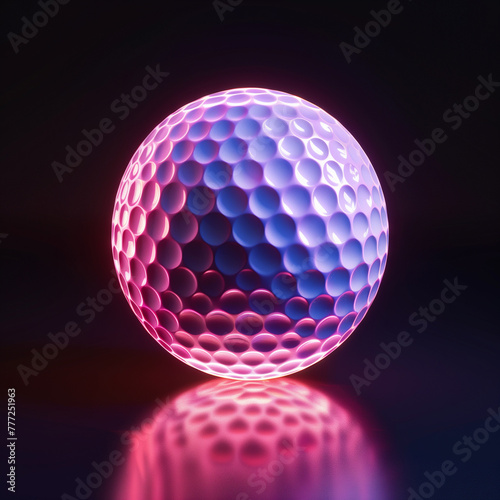 Illuminated neon sphere with honeycomb pattern