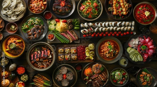 Asian food assortment. Generative AI