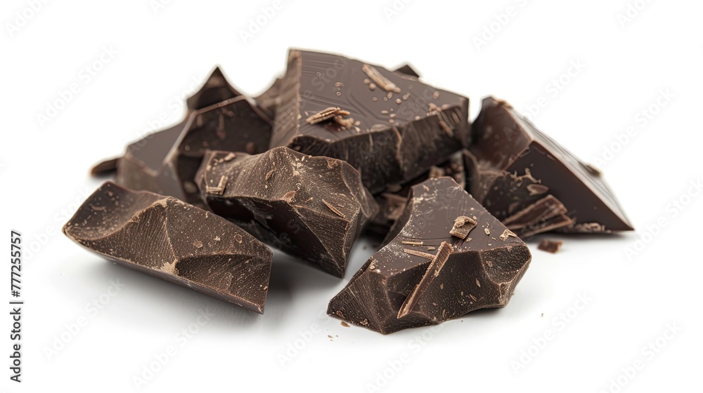 Dark chocolate pieces. Generative AI Dark chocolate pieces. Generative AI