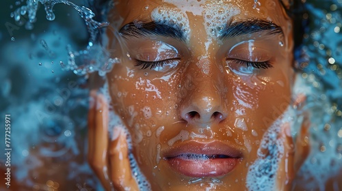 woman in shower with amazing skincare and soft water and light