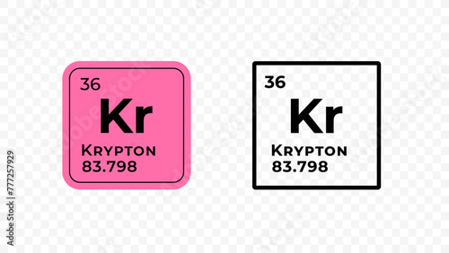 Krypton, chemical element of the periodic table vector design