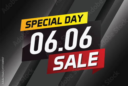 6.6 Special day sale word concept vector illustration with ribbon and 3d style for use landing page, template, ui, web, mobile app, poster, banner, flyer, background, gift card, coupon

