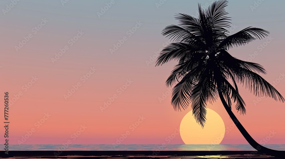 Palm tree silhouette. Generative AI