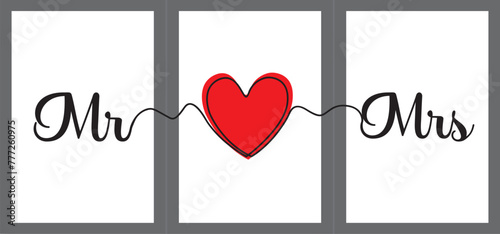 Mr and Mrs. design for weddings and anniversary card , and Wall Frame Design for your bed room