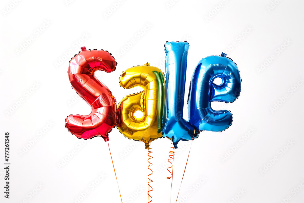 Fototapeta premium Sale helium foil balloon message. Shopping discount