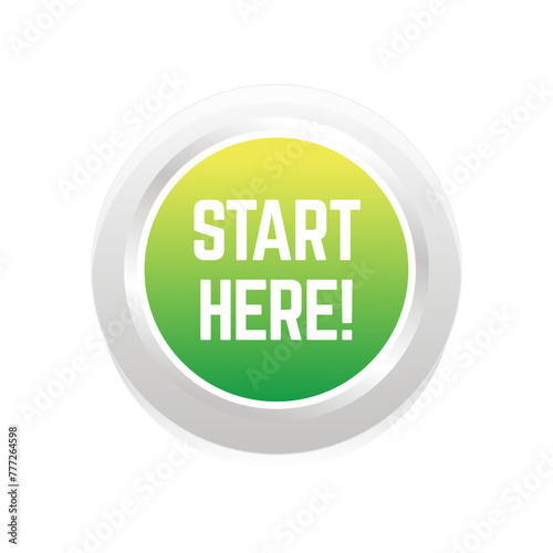 Start here text button template Isolated on white background