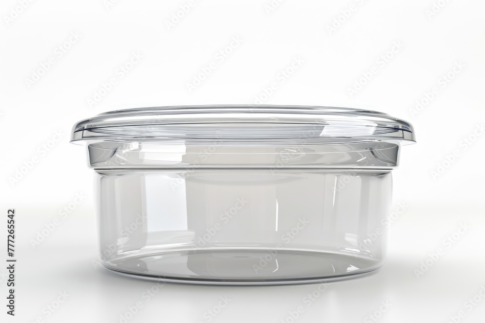 Transparent oval container with lid for food or paint. Transparent oval container with lid for food or paint.