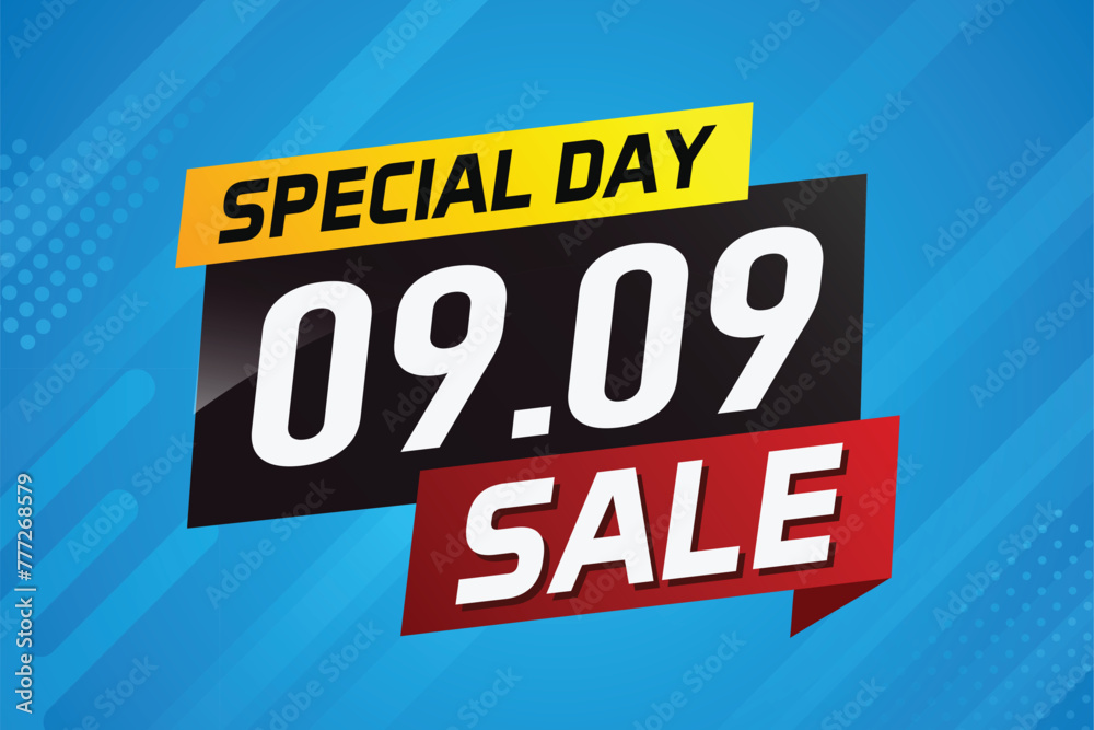 9.9 Special day sale word concept vector illustration with ribbon and 3d style for use landing page, template, ui, web, mobile app, poster, banner, flyer, background, gift card, coupon

