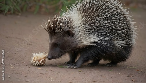 A-Porcupine-With-Its-Nose-Pressed-To-The-Ground-S-