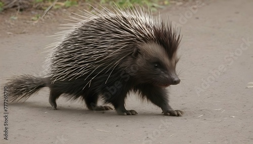 A-Porcupine-With-Its-Tail-Dragging-Along-The-Groun- 2