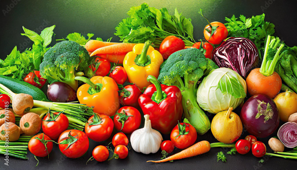 Food background with assortment of fresh organic vegetables Food background with assortment of fresh organic vegetables
