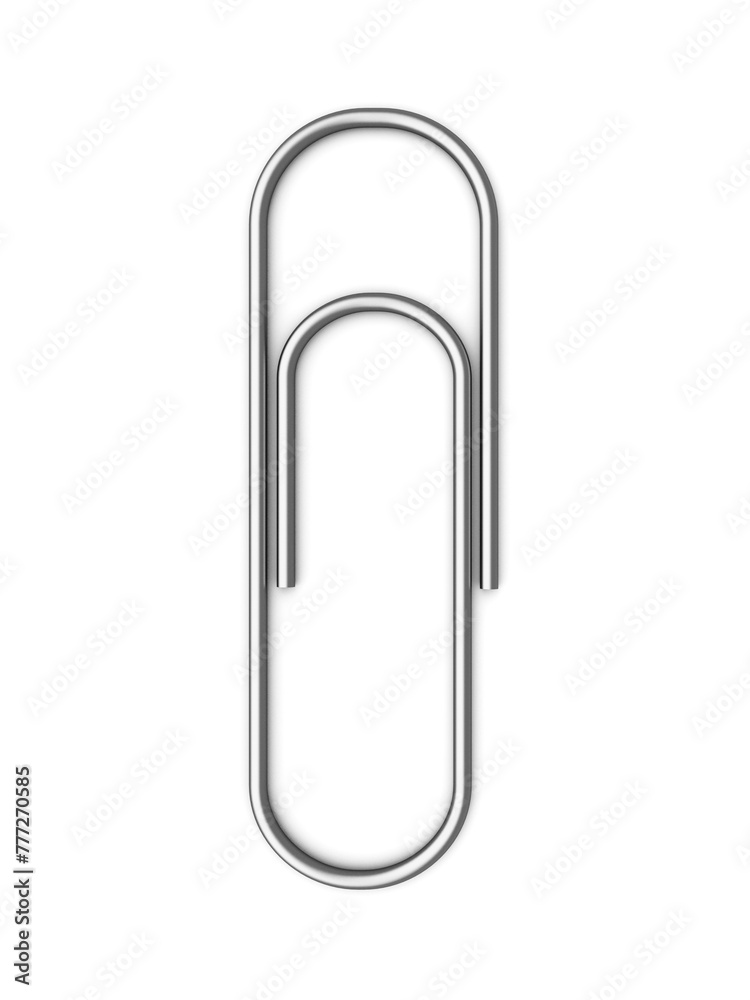 A single paperclip on a white background, realistic style, conveying simplicity and organization A single paperclip on a white background, realistic style, conveying simplicity and organization