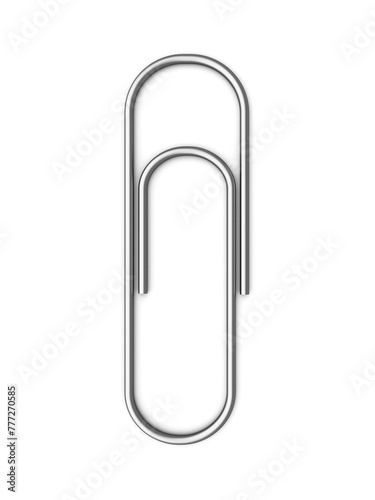 A single paperclip on a white background, realistic style, conveying simplicity and organization