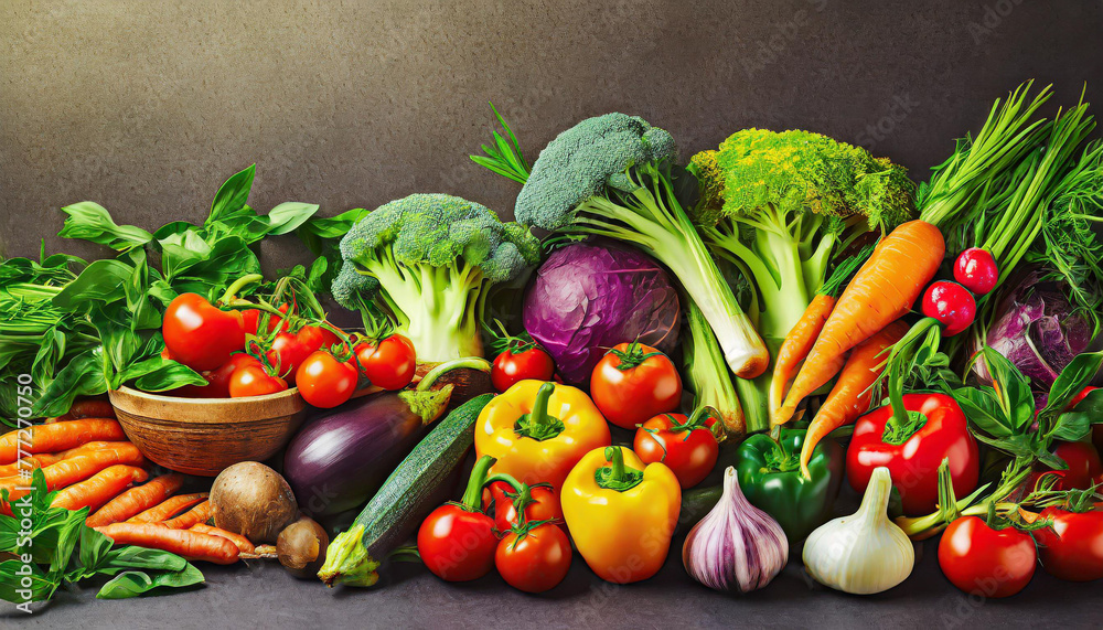 Food background with assortment of fresh organic vegetables Food background with assortment of fresh organic vegetables