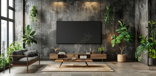 Urban Chic: Modern Living Room TV Mockup